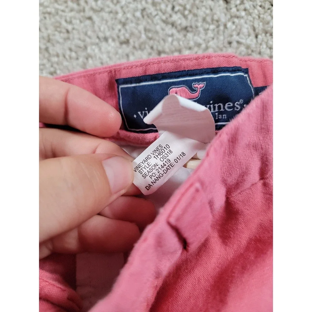 Vineyard Vines Breaker Shorts Men's 36x9 Pink Cotton Linen 4 Pocket Chino Preppy